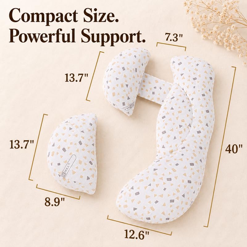 Image of Pregnancy Pillow, Maternity Body Pillow for Back Pain Relief & Full Body Support, Comfortable Pillow with Removable & Adjustable Cover for Pregnant Women