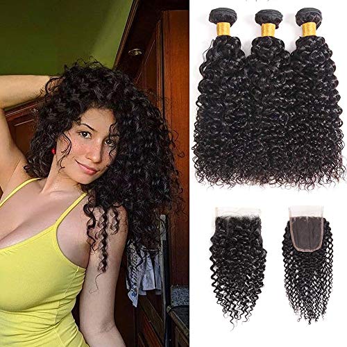 10A Human Hair Bundles with Closure Brazilian Straight Hair Bundles with Closure 100% Unprocessed Virgin Remy Straight H