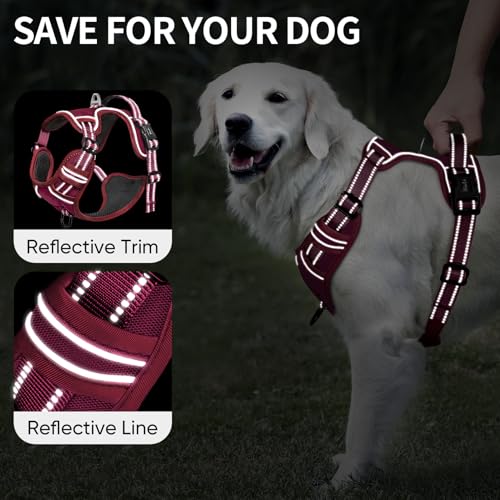 Image of HEELE Dog Harness for Small Dogs No Pull Dog Vest Harness for Small Dog with Soft Padded Handle Reflective for Outdoor Training, Burgundy Red, S