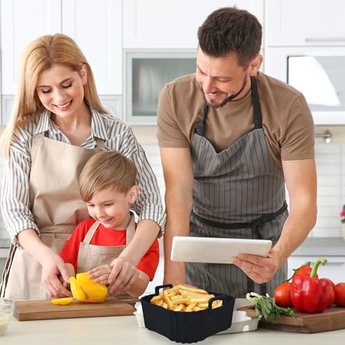 Image of 2 Pack Silicone Air Fryer Liners for CHEFMAN 2 Qt, Square Reusable Non-Stick Liners for COSORI 2.1 Quart, Instant Pot Vortex 2QT Mini Air Fryer, Easy Clean & Dishwasher Safe