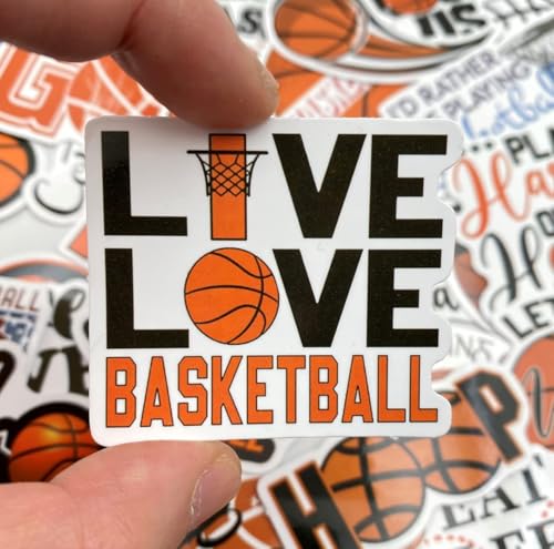 AOWDIAO Basketball Stickers for Water Bottle Cute Basketball Gifts 50 Pieces Sports Stickers for Kids Teens Adults