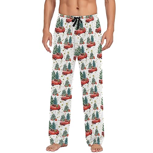 Christmas Tree Truck Mens Pajama Pants Lounge Pajama Bottoms Men's Soft Sleep Pants With Pockets XXL