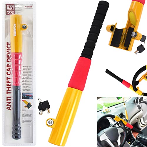 ROADSTER by Marksman Steering Wheel Lock Anti Theft Baseball Bat | Cars | Vans | SUVs | Light Trucks | Universal Fit Advanced Vehicle Security | Heavy Duty | Emergency Window Breaker UK Free P&P