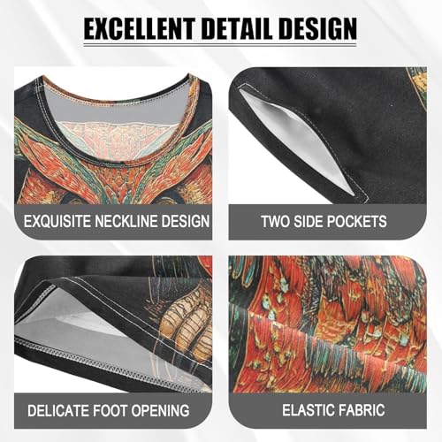 ALAZA Dark Ethnic Aztec Owl Pajamas Set Short Sleeve Cotton Sleepwear Summer Pjs 2 Piece 5-14Y4