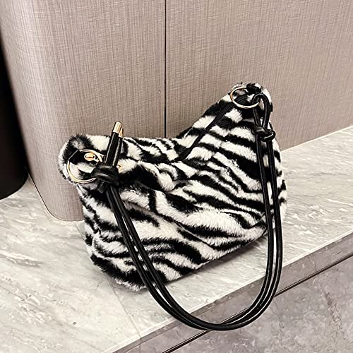 Bolsas de mão femininas de pelúcia casuais outono inverno peles artificiais elegantes leopardo vinta