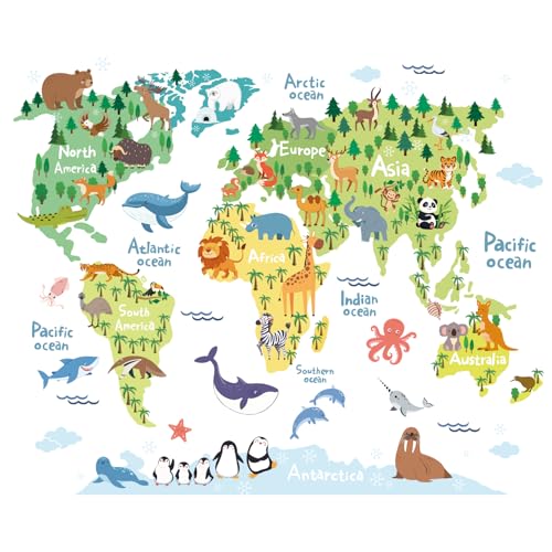 Vinilos Decorativos Mapa Mundial Animal en Vinilo Mate miniatura 4