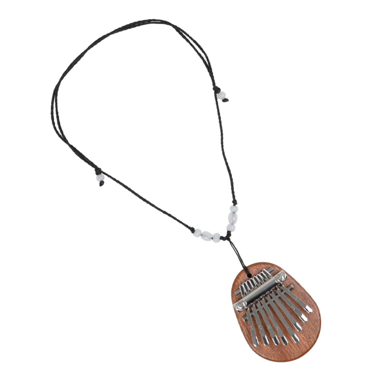BESPORTBLE Solid Wood and Metal Keys Mini Kalimba Necklace 8-note Portable Finger Piano Present for Music Lovers