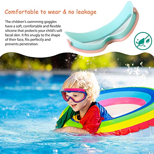 Tyuodna Kids Swimming Goggles with Nose Clips and Ear Plugs, Anti-Fog, Waterproof, UV Protection (Blue-Red) - Image 2