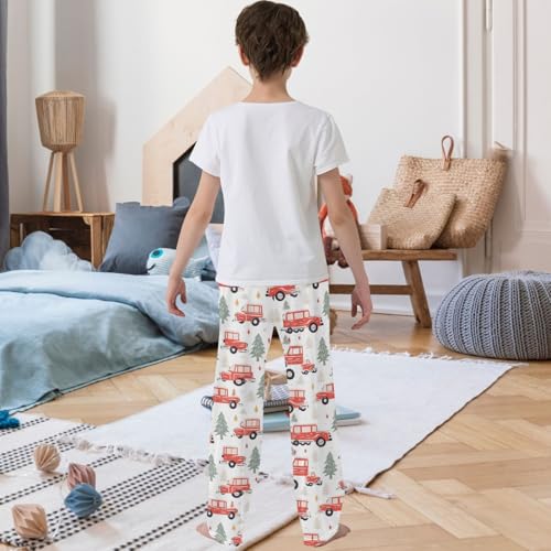 Boy's Pants Red Truck Car Christmas Tree Jogger Pants Elastic Waist Long Bottoms Trousers with Pockets 6-14 Years3