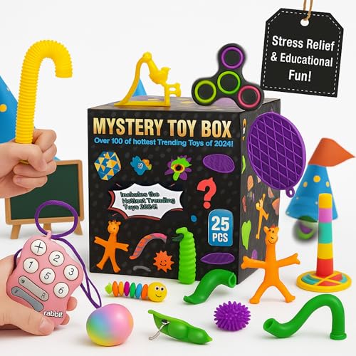 CTB Dealz 25-Piece Fidget Toy Variety Pack for Kids – Sensory Toys Bulk Set with Stress Balls, Pop Tubes, Squishies & More – Classroom Prizes, Party Favors, and Gifts for Boys & Girls