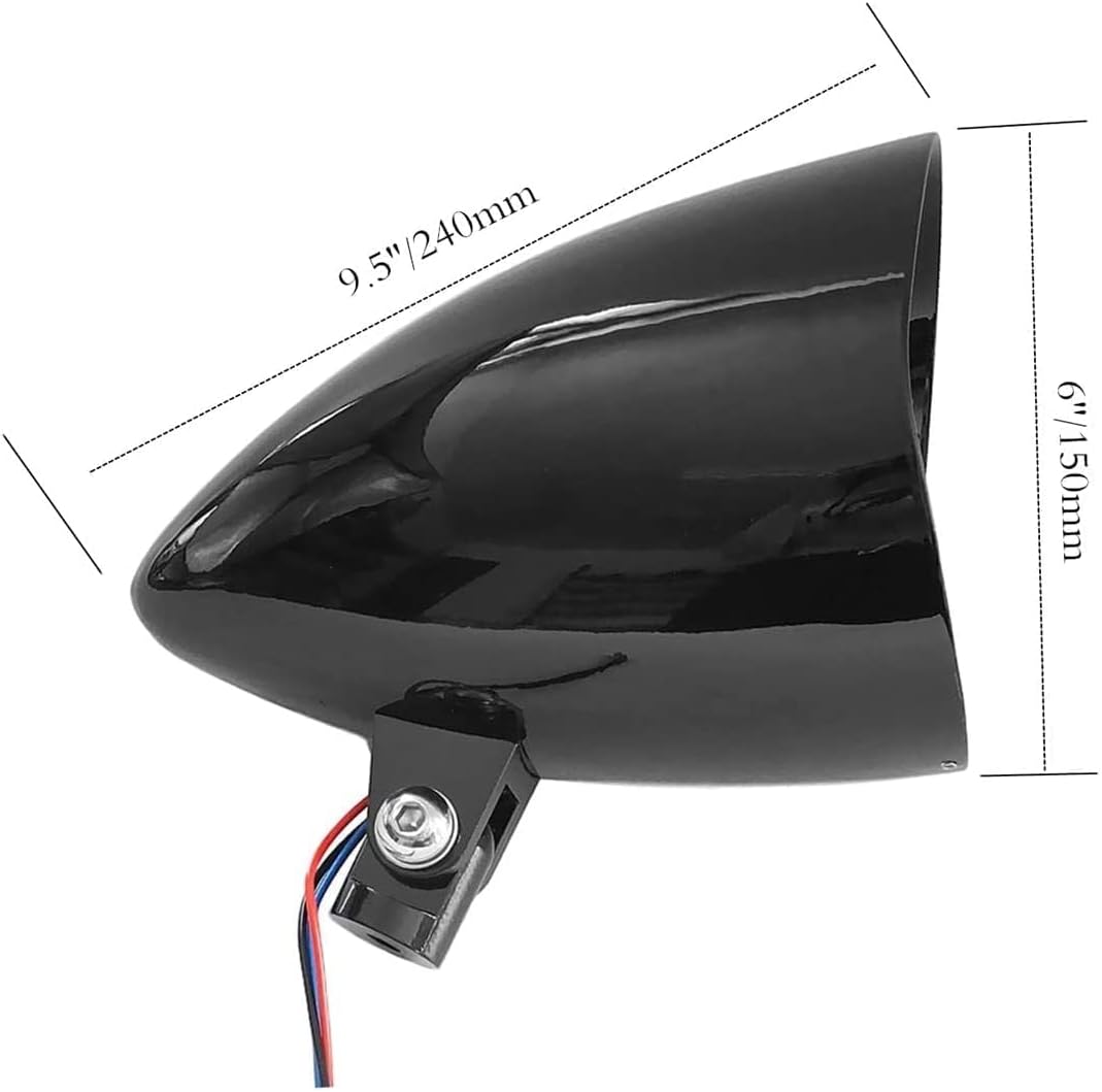 5.75" LED Motorcycle Headlights w/ Aluminum Visor Clear Lens 5 3/4 inch Bullet Vintage Head Light Lamp for Harley Sportster Dyna Softail Bobber Chopper Honda Yamaha Suzuki Kawasaki Custom Black