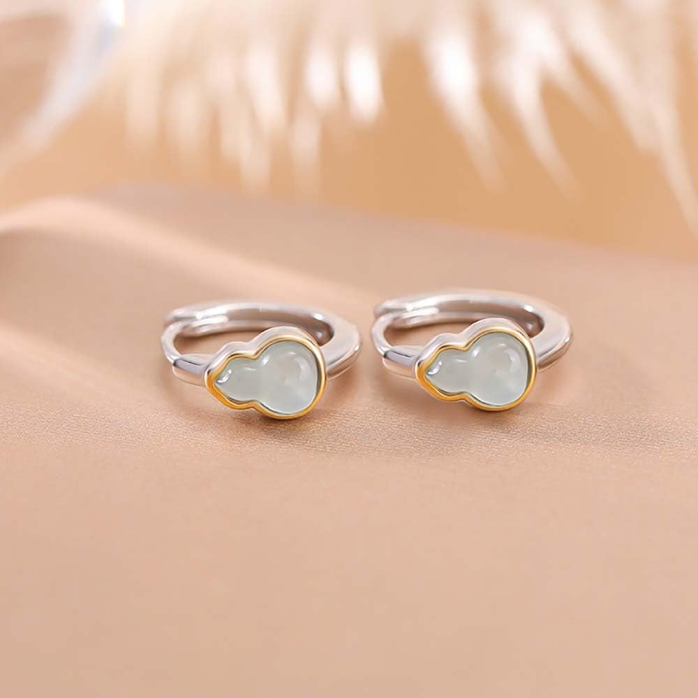 Orecchini,Orecchini pendenti,Orecchini in giada in argento sterling 925,Orecchini a clip Piccoli orecchini a cerchio Zucche Orecchini con pietre preziose for donne Uomini Regali