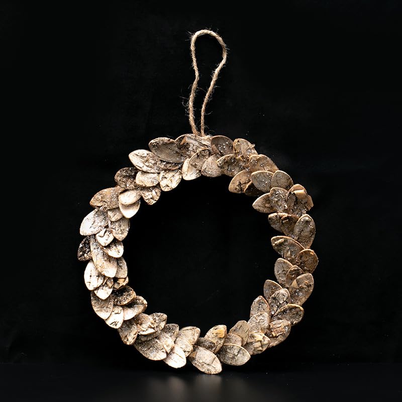 B,Corona de Navidad, Decoraciones navideñas de Madera, Decoración navideña con Guirnalda, Decoración Colgante de la Puerta de Pared de Navidad, Decoración Colgante de Corteza de Abedul