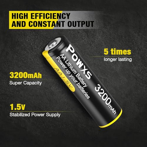 Image of POWXS 3200mAh 1.5V AA Lithium Batteries 16 Pack