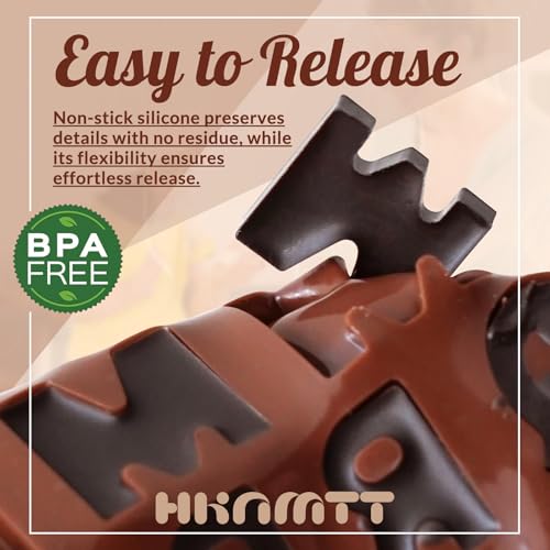 Image of HKNMTT Letter Molds Silicone for Chocolate 2PCS, Small Mini Size for Alphabet Decorating Birthday Cake Strawberries Lollipop Fondant, Heart Shaped Gift Choice, Non-stick BPA Free Moulds