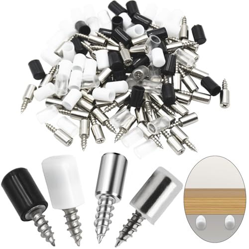 80 Stück Regalbodenträger, Einlegeboden Halter Bodenträger, Regalbodenhalter Selbstschneidende Schraube, Regalbrett Halterung mit 120 Anti-Rutsch-Abdeckung, Metall Fachbodenträger für Möbel Schrank