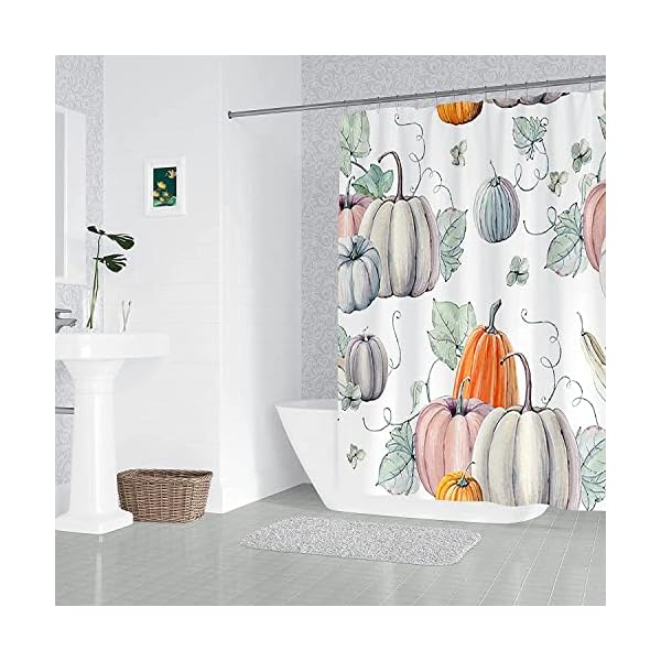 Aflytep Herbst Dusche Vorhang Aquarell K¨¹Rbis Ahorn Blatt Bauern Haus Dusche Vorhang Dusche Vorhang Badezimmer Langlebig – Bild 8