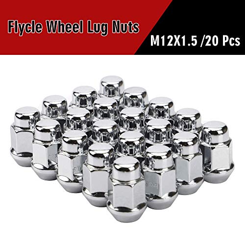Image of Wheel Lug Nuts, 12x1.5, Chrome, 20PCS | Closed End Bulge Acorn, Cone Seat, 19mm Hex, Aftermarket Wheels