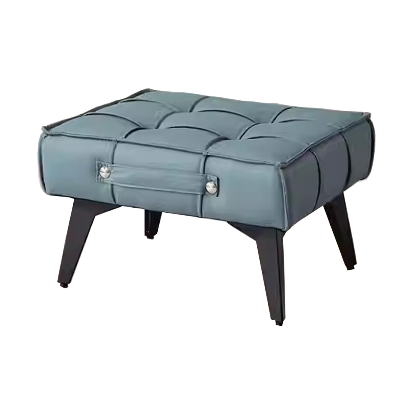 Pouf de canapé bleu imperméable en PU souple à structure rectangulaire