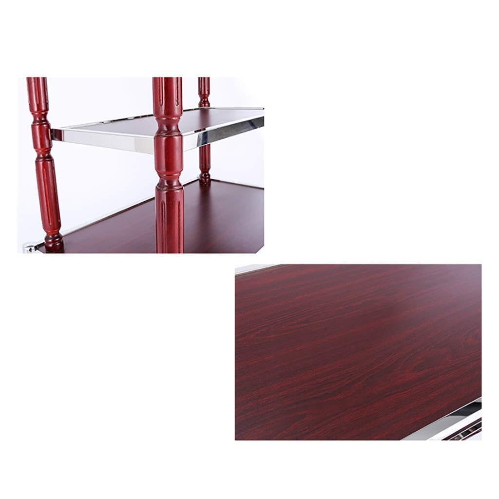 Carrello di servizio in acciaio inox a 3 livelli con vassoio in legno, versatile carrello multiuso per hotel, ristoranti, cucine e uso domestico, carrello multiuso