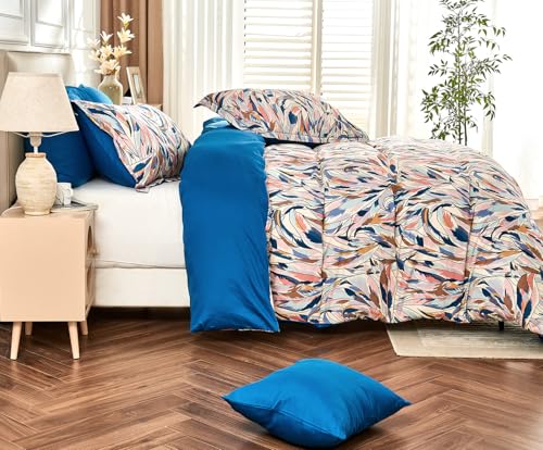 Image of SLEEPBELLA King Size Duvet Cover Set with Button Closure - Multicolor Leaves Botanical Luxury Bedding for a Comfortable Sleeping