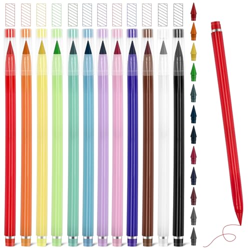 Immagine prodotto: AUAUY 12PZ Matita Senza Inchiostro Colorate, Eterna Matita per Scrivere Infinita, Matita Infinita, Matita Eterna con 12 Colori Pennino di Ricambio, per Bambini Adulti Home Office Scolastico