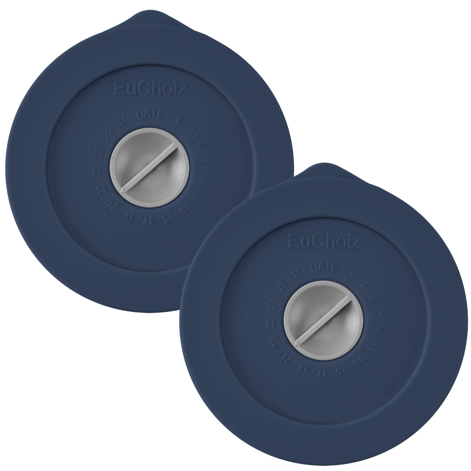 Replacement Lids for Pyrex 7202-PC 1 Cup, Silicone Round Storage Cover Lid for Anchor Hocking Glass Bowl 2 Pack with Date Mark Dark Blue