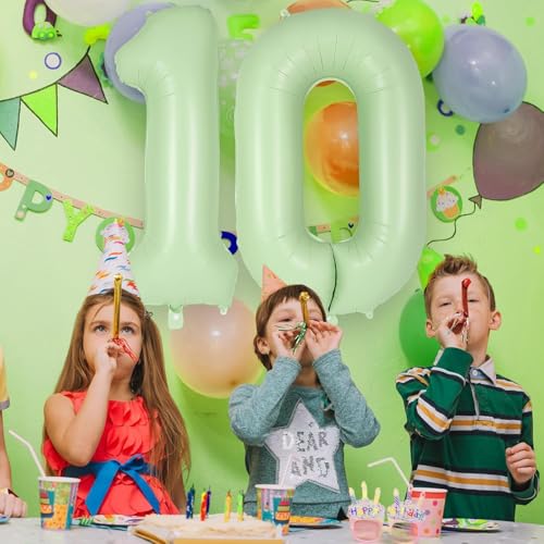 Image of Solid Green 0 / Zero Number Foil Balloons 32 inch Birthday Party Decoration Helium Supported