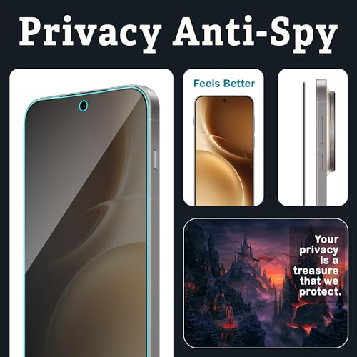 Image of FIRST MART Privacy Tempered Glass for Vivo X300 Pro, 2 Pack | Anti-Spy 9H Screen Protector, Edge-to-Edge, Case-Friendly, Scratch Resistant, Bubble-Free