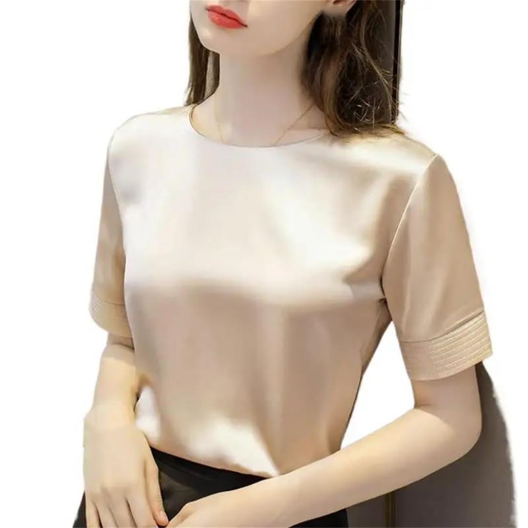 Donne Raso Tees Estate Casual Elegante Raso di Seta Camicetta Casual Elegante Coreano Top