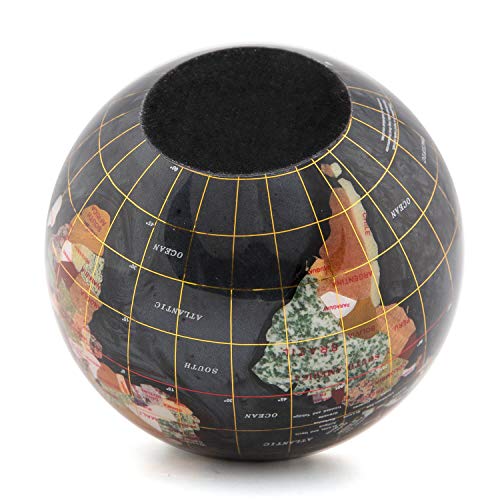 KALIFANO 4" (110 mm) Gemstone Globe Paperweight with Black Opalite Ocean