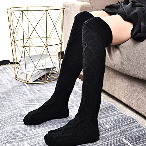 Socks,Women Cute Pompom Sexy Cable Knitted Thigh High Stockings Winter Warm Over Knee Long Boot Socks Leg Warmer4