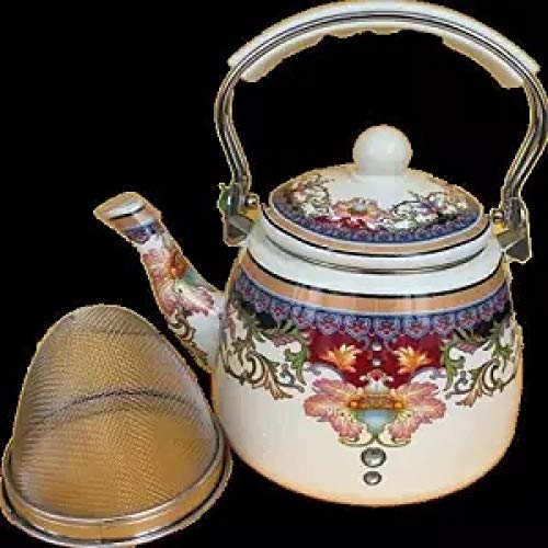 LJQLXJ Casserole Émail Pot Grande Capacité Épaississement 5L Émail Bouilloire Théière À Lait Fond Plat Pot Full Flower Induction Cooker, 3.3L