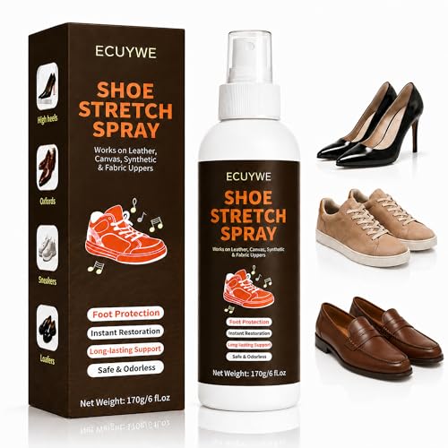 Ecuywe Shoe Stretch Spray for Tight Shoes Shoe Softener Spray for Leather Canvas Synthetic & Fabric Shoes Helps Improve Shoe Fit Shoe Stretcher Spray for Women and Men 6 fl oz