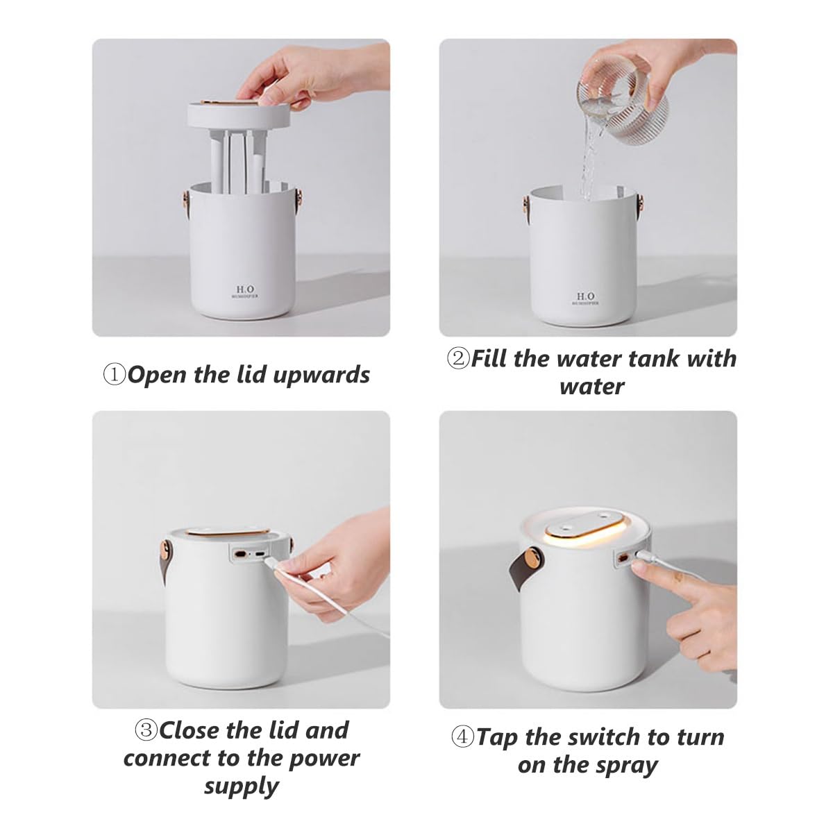 Mini humidificador portátil USB, apagado automático de 1,2 L, humidificador de aire silencioso para dormitorio, oficina, bebé y planta, difusor personal de coche
