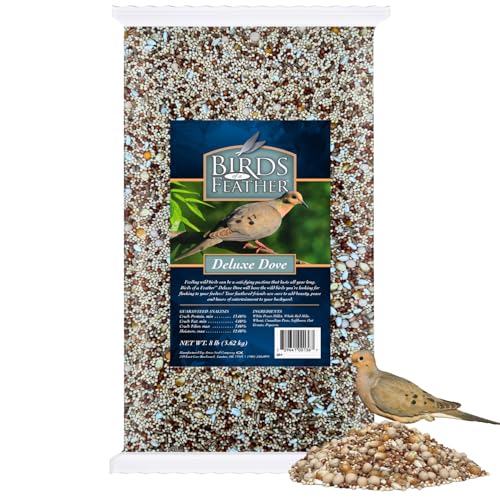 Brooks Brand Birds of a Feather Deluxe Dove Food, Pigeon Food, Mourning Dove Outdoor Bird Seed, Dove Bird Seed, Comida para Palomas, Made in USA, 8 lbs