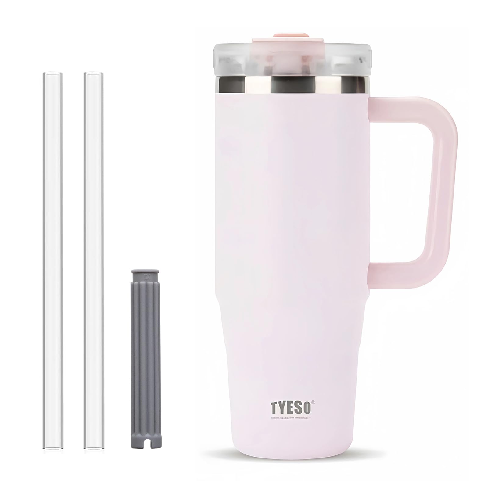 Coffee Cup Travel Mug with Handle, 30oz Tumbler with Lockable Lid, Stainless Steel Vacuum Insulated Water Bottle with Straw