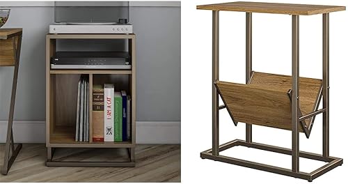 Novogratz Regal, soporte giratorio de nogal y mesa auxiliar de nogal real