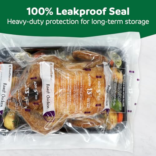 Image of FoodSaver Heavy Duty Vacuum Sealer Rolls, 2 Pack XL 11 inch x 16' Rolls (32 Total Feet), Expands to 14 inch, BPA-Free Bags for Storage, Sous Vide, Meal Prep