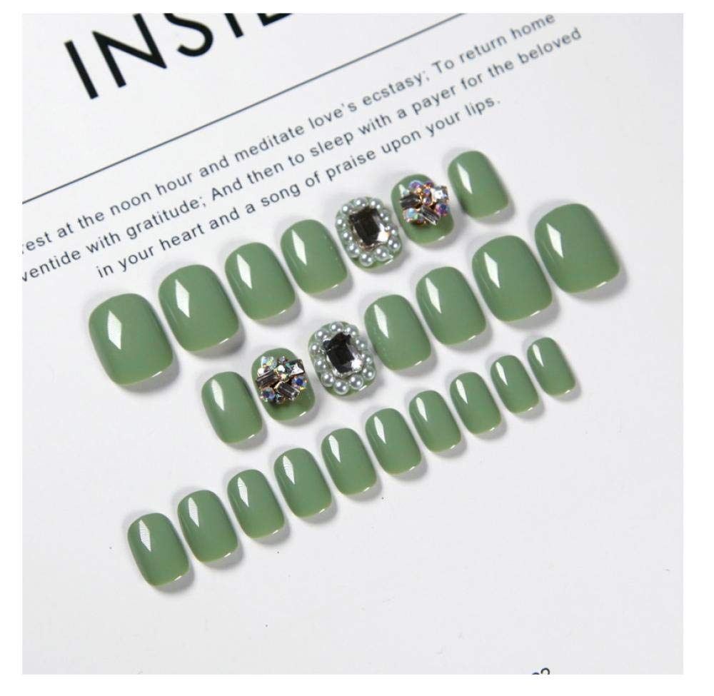 ACiyD Fertiges Maniküre-Patch mit neuen künstlichen Nägeln in Diamant-Matcha-Grün