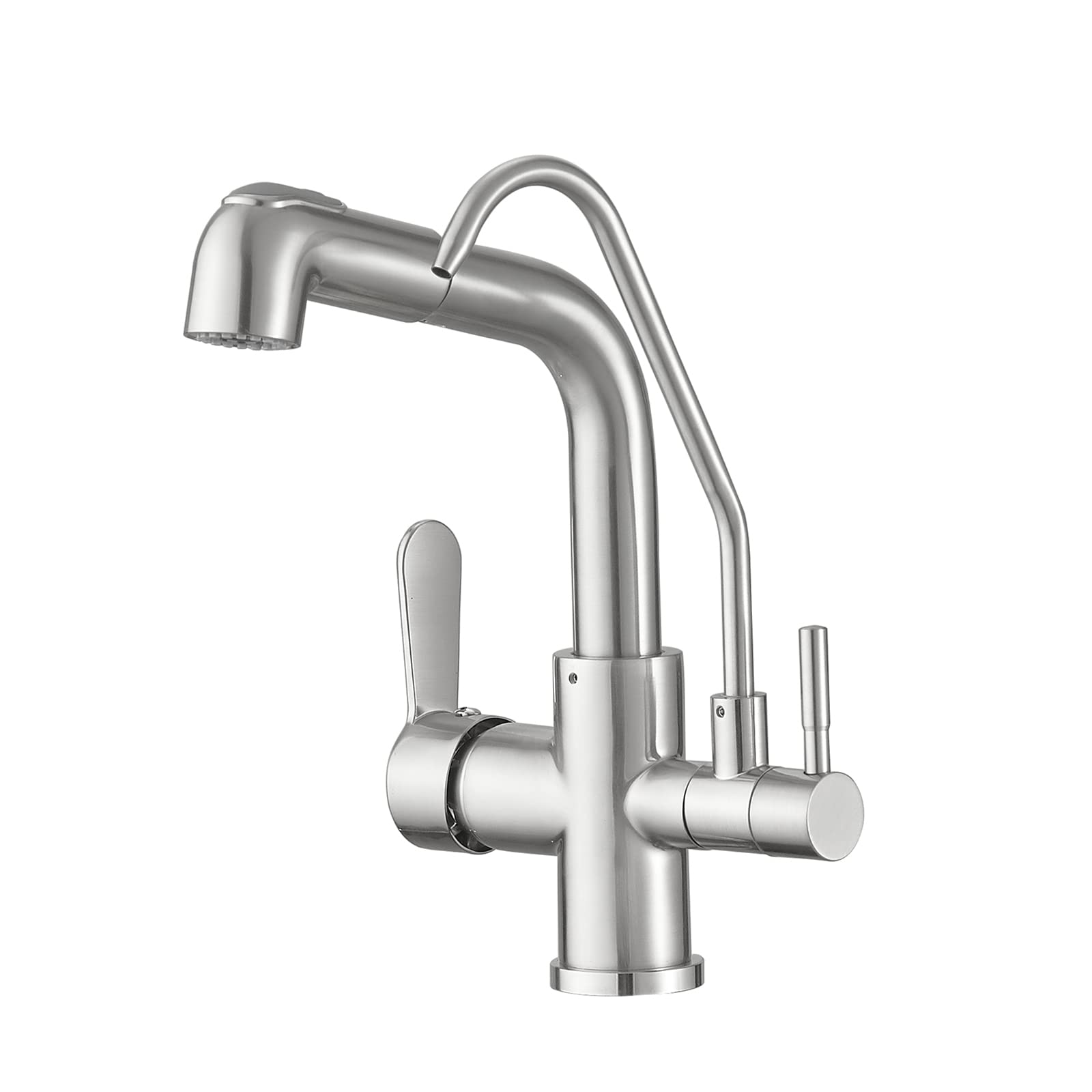 Robinet purificateur d'eau 3 en 1 avec mitigeur de cuisine extractible à haut arc