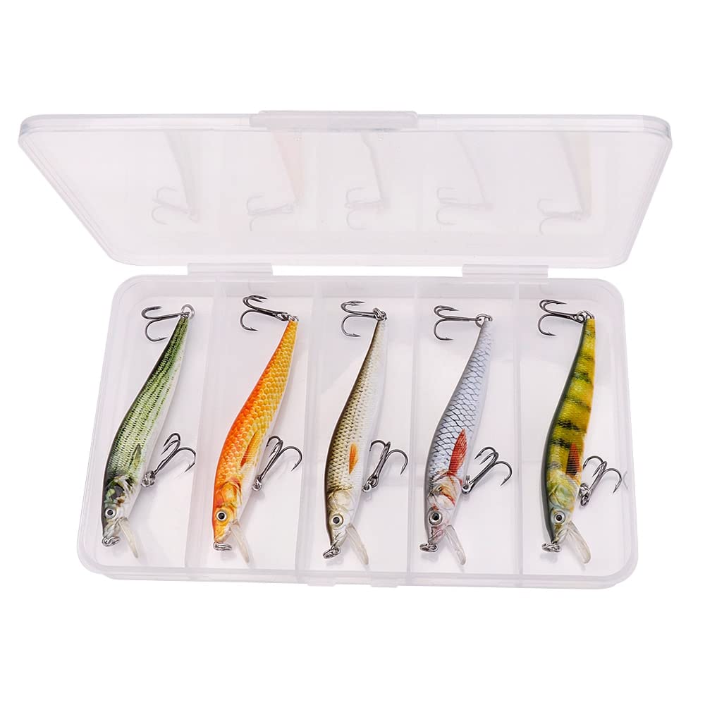 5pcs/Box 85mm 6 g Minnow Fischereiköder schwimmende Wobbler for künstliche Köder Kit Crankbait Minnow Lure Set (Color : 85mm 6.5g Set A)