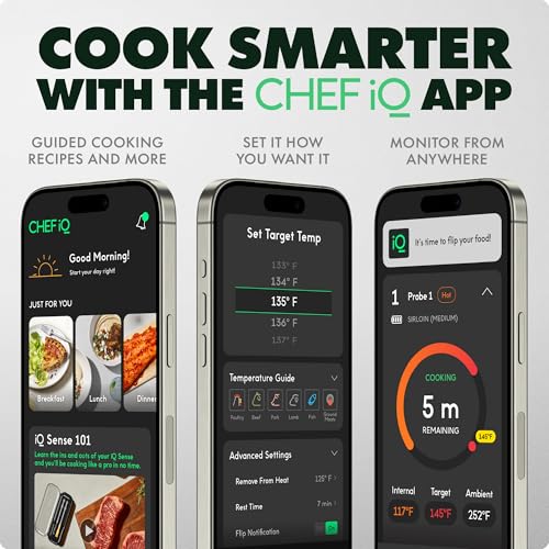 CHEF iQ Sense [2025 Model] | Smart Wireless Meat Thermometer | Ultra-Thin Probe | WiFi Unlimited Range | 1000°F Heat Safe | 5 Sensors | BBQ, Grill, Oven, Smoker, Air Fryer | Gen3