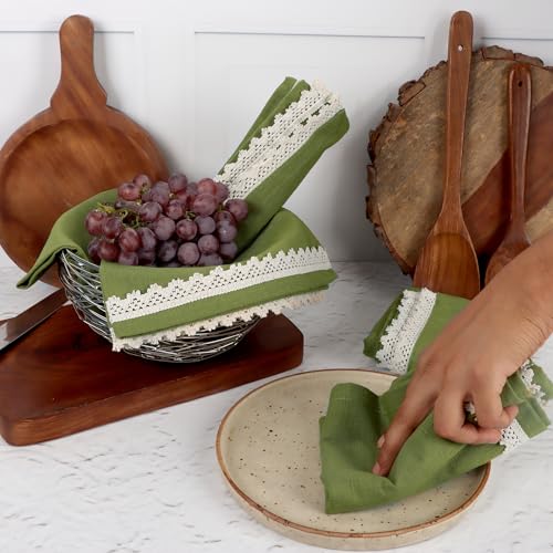 Image of FINGERCRAFT Kitchen Cloth 100% Soft High GSM Cotton Fabric Kitchen Towel, 20 x 30 Inches Perfect Size for Kitchen Uses, Set of 6, Multipurpose Use as Dish Towel, Bar Towel (Olive)