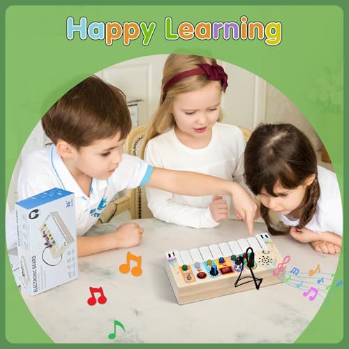 Montessori Spielzeug ab 1 jahr mit Musik led Lichtschalter Activity Board busy board Elektronisches Klavier Motorikspielzeug ab 2 3 4 Jahre, Lernspielzeug für Jungen und Mädchen Weihnachten Geburtstag