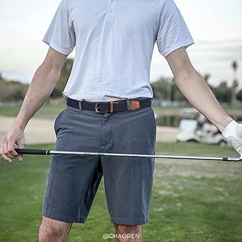 Image of CHAOREN Stretch Belt Men 2 Pack - 1 3 /8 inch Braided Golf Belts For Men - Casual Elastic For Pants and Jeans