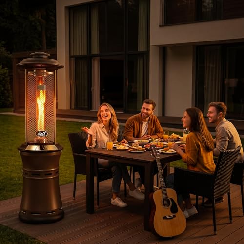 BALI OUTDOORS Gas Patio Heater - Floor-Standing Outdoor Commercial Heater, Round Dancing Flame, Wheels, Glass Tube, Suitable For Balcony, Veranda, BBQ Party - Image 8