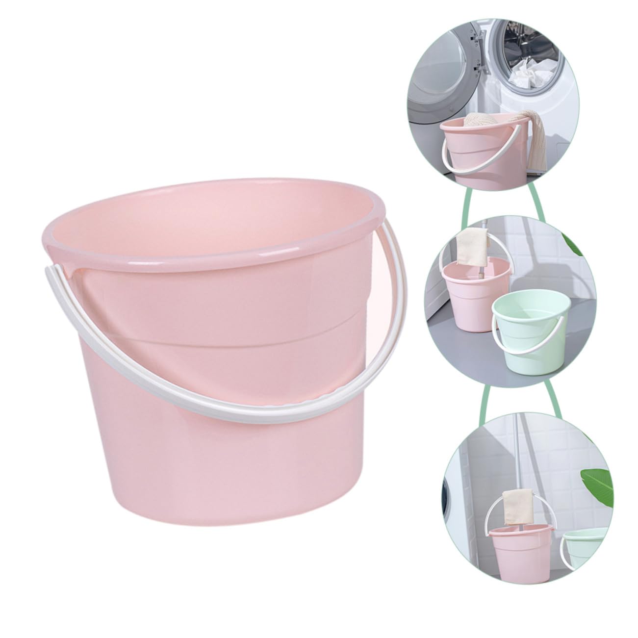 Secchio Rotondo in Plastica Pp Rosa da 12,2l con Manico, Leggero e Impilabile per Lavaggio Auto e Uso Domestico