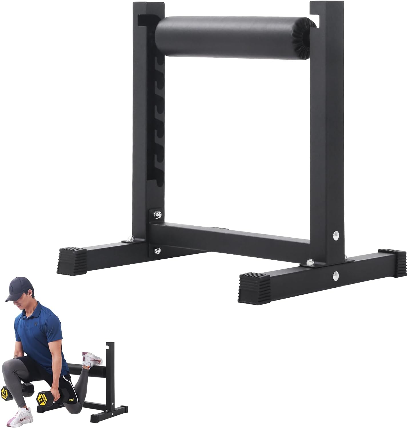 Hipicute Bulgarian Split Squat Stand, Single Leg Squat Stand with 7 Adjustable Roller Heights, Lower Body Specialty Machine