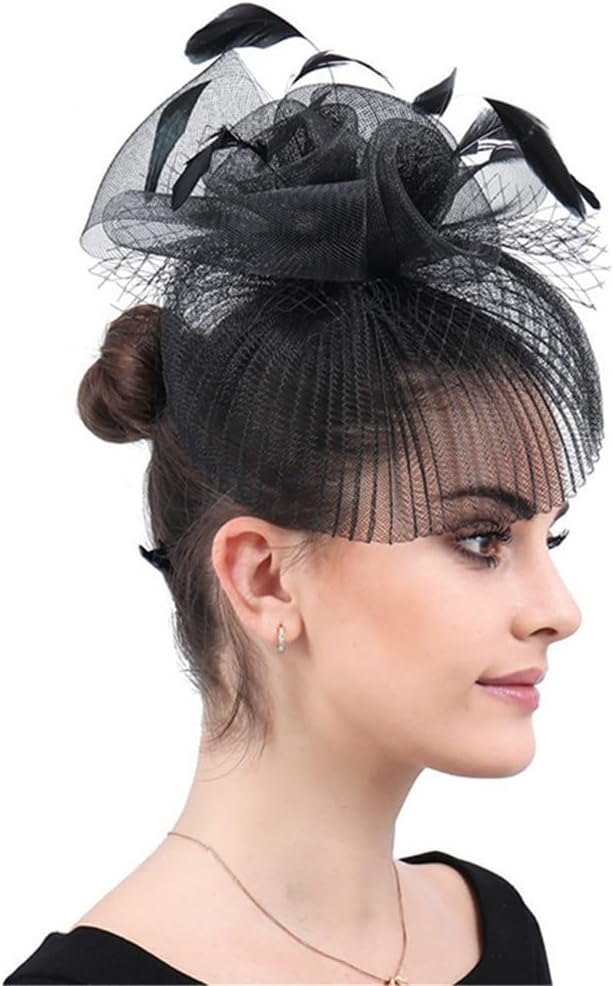 Fashion Black Wedding Kentucky Hats for Women Bridal Party Derby Cap Fascinators Horse Racing Festival Headwear